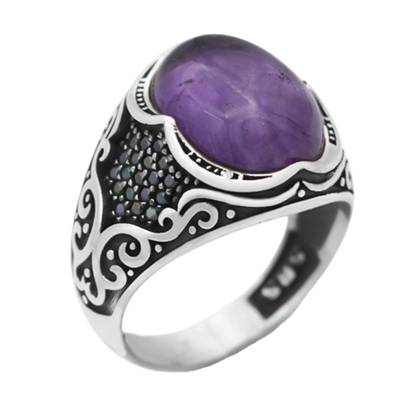 3-1-259 (mani-amethyst-man-ring) (3) انگشتر آمیتیست مردانه نقره
