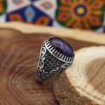 انگشتر آمیتیست نقره مردانه طرح پرهام - Image 3