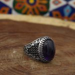 انگشتر آمیتیست نقره مردانه طرح پرهام - Image 5