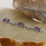 دستبند آمیتیست الماس تراش نقره زنانه طرح ساحل - Image 2