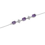 دستبند آمیتیست الماس تراش نقره زنانه طرح ساحل