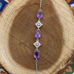 دستبند آمیتیست الماس تراش نقره زنانه طرح ساحل - Image 3