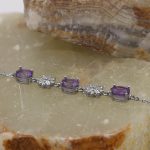 دستبند آمیتیست الماس تراش نقره زنانه طرح مریم - Image 4