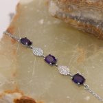 دستبند آمیتیست الماس تراش نقره زنانه طرح نگین - Image 4