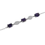 دستبند آمیتیست الماس تراش نقره زنانه طرح نگین