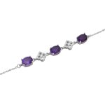 دستبند آمیتیست الماس تراش نقره زنانه طرح دیبا