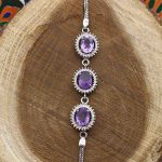 دستبند آمیتیست الماس تراش نقره زنانه طرح آریس - Image 2