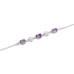 دستبند آمیتیست الماس تراش نقره زنانه طرح سیمین