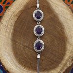 دستبند آمیتیست الماس تراش نقره زنانه طرح الماس - Image 2