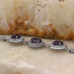 دستبند آمیتیست الماس تراش نقره زنانه طرح الماس - Image 3