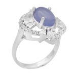 انگشتر عقیق کبود نقره زنانه طرح نیلی