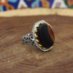 انگشتر عقیق سلیمانی نقره مردانه طرح اکبر - Image 2