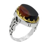 انگشتر عقیق سلیمانی نقره مردانه طرح اکبر