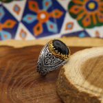انگشتر عقیق سلیمانی نقره مردانه طرح کامران - Image 4