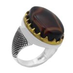 انگشتر عقیق سلیمانی نقره مردانه طرح حمید