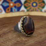 انگشتر عقیق سلیمانی نقره مردانه طرح حمید - Image 4