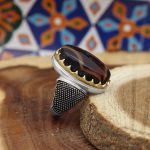 انگشتر عقیق سلیمانی نقره مردانه طرح حمید - Image 5