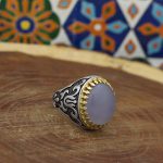 انگشتر عقیق کبود یمنی نقره مردانه طرح آرش - Image 3