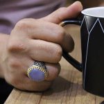 انگشتر عقیق کبود یمنی نقره مردانه طرح آرش - Image 5