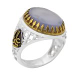 انگشتر عقیق کبود یمنی نقره مردانه طرح یاعلی