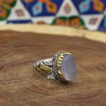 انگشتر عقیق کبود یمنی نقره مردانه طرح یا علی (ع) - Image 2