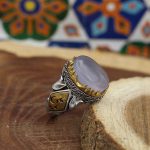 انگشتر عقیق کبود یمنی نقره مردانه طرح یا علی (ع) - Image 4
