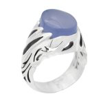 انگشتر عقیق کبود یمنی نقره مردانه دست ساز طرح سجاد