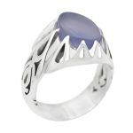 انگشتر عقیق کبود یمنی نقره مردانه دست ساز طرح حمید