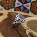 انگشتر عقیق کبود یمنی نقره مردانه دست ساز طرح حمید - Image 5