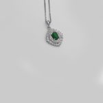 گردنبند عقیق سبز نقره زنانه طرح شقایق - Image 2