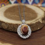 گردنبند عقیق باباقوری نقره زنانه طرح گلسا - Image 2