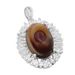 گردنبند عقیق باباقوری نقره زنانه طرح گلسا