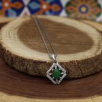 گردنبند عقیق سبز نقره زنانه طرح شکوه - Image 4