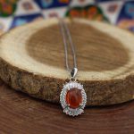 گردنبند عقیق سرخ یمنی نقره زنانه طرح اعظم - Image 3