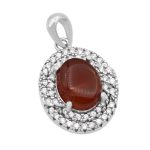 گردنبند عقیق سرخ یمنی نقره زنانه طرح صدیقه