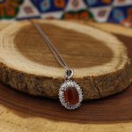گردنبند عقیق سرخ یمنی نقره زنانه طرح ماه تاب - Image 3