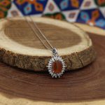 گردنبند عقیق سرخ یمنی نقره زنانه طرح نگین عشق - Image 4