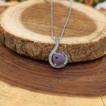 گردنبند عقیق کبود یمنی نقره زنانه طرح شکوه - Image 3