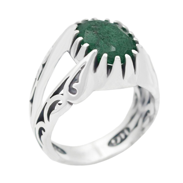 6-1-247 (emraled-arya-man-ring) (2) انگشتر زمرد مردانه نقره فاخر
