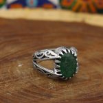 انگشتر زمرد الماس تراش نقره مردانه طرح آریا - Image 5