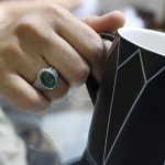 انگشتر زمرد الماس تراش نقره مردانه طرح کاوه - Image 2