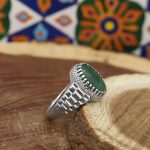 انگشتر زمرد الماس تراش نقره مردانه طرح کاوه - Image 5