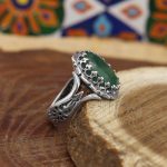 انگشتر زمرد الماس تراش نقره مردانه طرح سامان - Image 2
