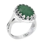 انگشتر زمرد الماس تراش نقره مردانه طرح سامان