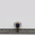 انگشتر یاقوت کبود الماس تراش نقره مردانه طرح عبدالله - Image 5