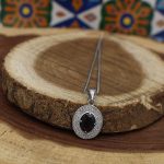 گردنبند یاقوت کبود الماس تراش نقره زنانه طرح آفتابگردان - Image 4