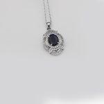 گردنبند یاقوت کبود الماس تراش نقره زنانه طرح ملیکا - Image 3