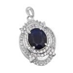 گردنبند یاقوت کبود الماس تراش نقره زنانه طرح ملیکا