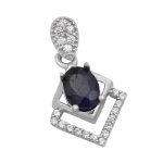 گردنبند یاقوت کبود الماس تراش نقره زنانه طرح شیدا