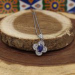 گردنبند یاقوت کبود الماس تراش نقره زنانه طرح الهام - Image 4